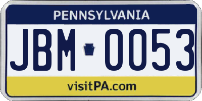 PA license plate JBM0053