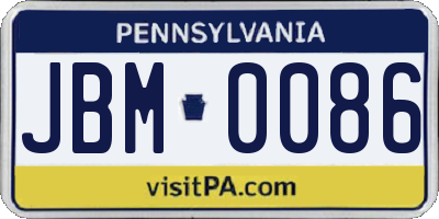 PA license plate JBM0086