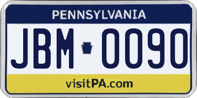 PA license plate JBM0090