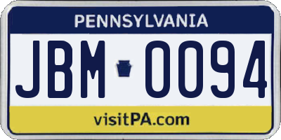 PA license plate JBM0094