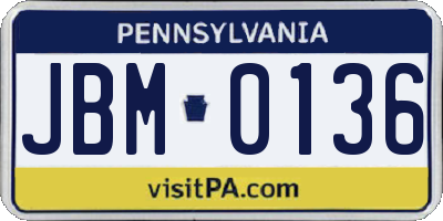 PA license plate JBM0136