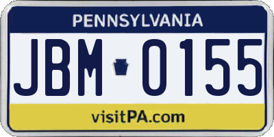 PA license plate JBM0155