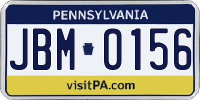 PA license plate JBM0156