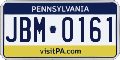 PA license plate JBM0161