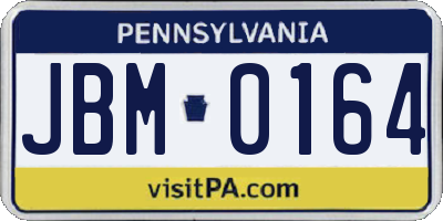 PA license plate JBM0164