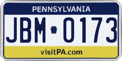 PA license plate JBM0173