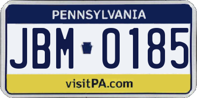 PA license plate JBM0185
