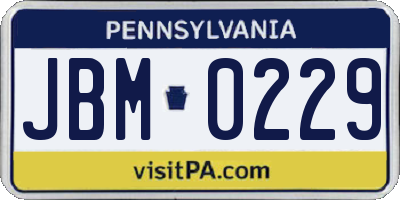PA license plate JBM0229