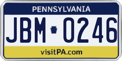 PA license plate JBM0246