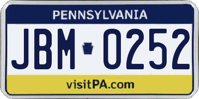 PA license plate JBM0252