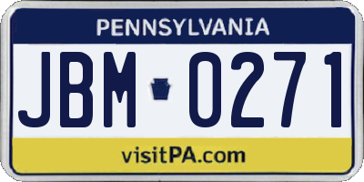 PA license plate JBM0271