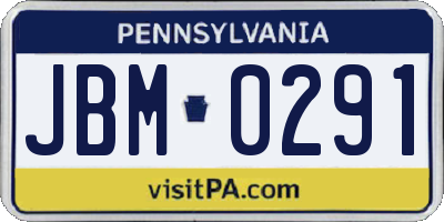 PA license plate JBM0291