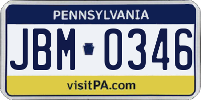 PA license plate JBM0346