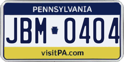 PA license plate JBM0404