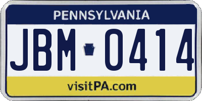 PA license plate JBM0414