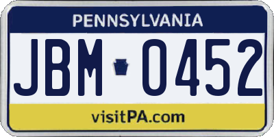 PA license plate JBM0452