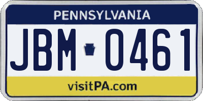 PA license plate JBM0461