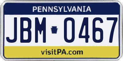 PA license plate JBM0467