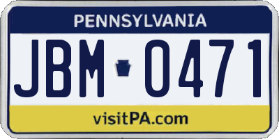 PA license plate JBM0471