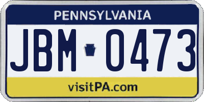 PA license plate JBM0473