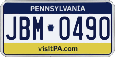 PA license plate JBM0490