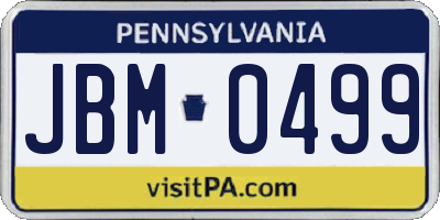 PA license plate JBM0499