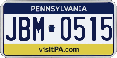 PA license plate JBM0515