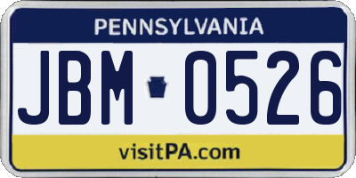 PA license plate JBM0526