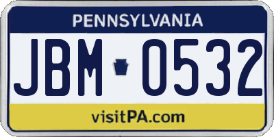 PA license plate JBM0532