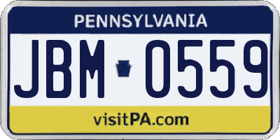 PA license plate JBM0559