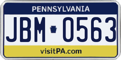 PA license plate JBM0563