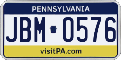 PA license plate JBM0576