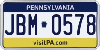 PA license plate JBM0578