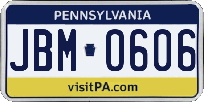 PA license plate JBM0606