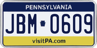 PA license plate JBM0609