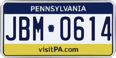 PA license plate JBM0614