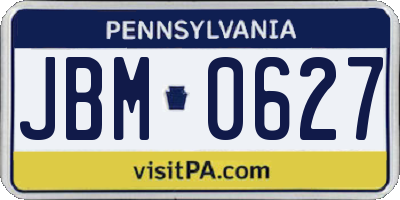 PA license plate JBM0627