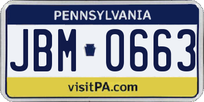 PA license plate JBM0663