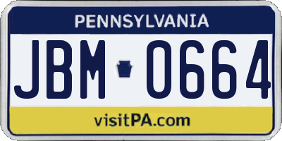 PA license plate JBM0664