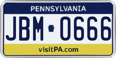 PA license plate JBM0666