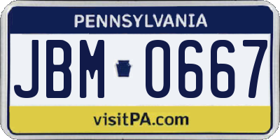 PA license plate JBM0667