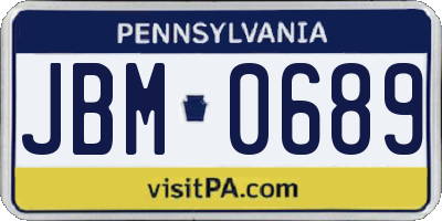 PA license plate JBM0689