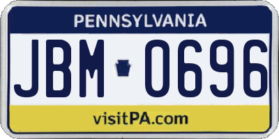 PA license plate JBM0696