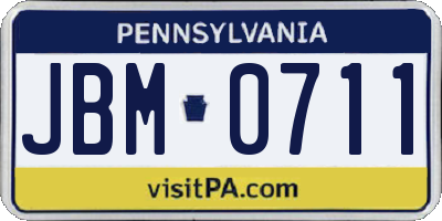 PA license plate JBM0711