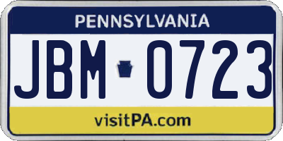 PA license plate JBM0723