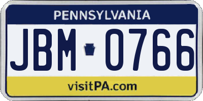 PA license plate JBM0766
