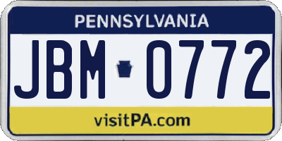 PA license plate JBM0772