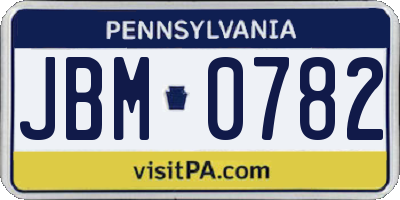 PA license plate JBM0782