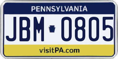 PA license plate JBM0805