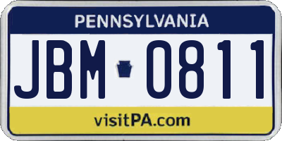 PA license plate JBM0811